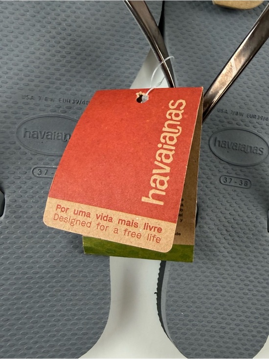 Havaianas Sandals Gray Steel Metallic Graphite Womens 7/8W Flip Flops Thong NWT - Picture 4 of 11